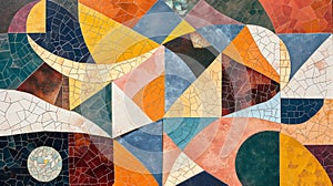 Colorful Geometric Mosaic Artwork Displaying a Vibrant Mix of Shapes and Tones