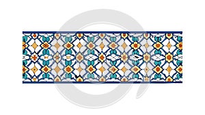 Colorful Geometric Mosaic Pattern Border, vector design Generative AI