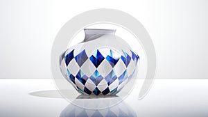 Colorful Geometric Pattern Vase With Blue Reflector