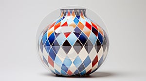 Colorful Geometric Pattern Vase Bold Chromaticity And Cubist Faceting