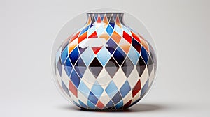 Colorful Geometric Pattern Vase Bold Chromaticity And Cubist Faceting photo