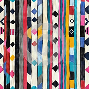 Colorful Geometric Patterned Fabric Texture in Modern Design