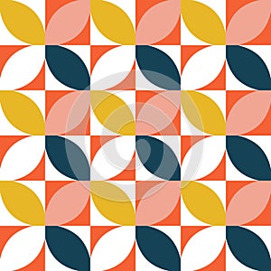 Colorful geometric seamless pattern. Mid century style.