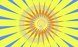 Abstract Yellow orange sun pop art retro rays background vector illustration.