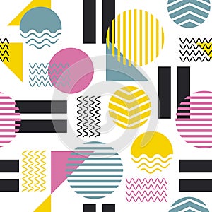 Colorful geometric shape background. Seamless pattern Eps10 Modern form cirlcle, stripes, line abstract background Design for