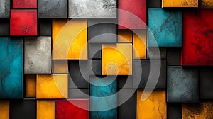 Colorful geometric shapes arranged in a modern artistic design