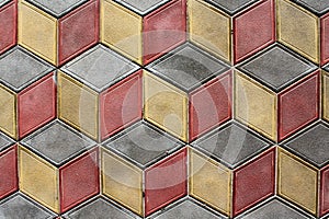 Colorful geometric tiles on the ground