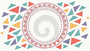 Colorful Geometric Triangle Pattern Border with a Central Frame, vector design Generative AI