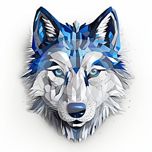 Colorful Geometric Wolf Head: Realistic And Hyper-detailed 3d Rendering