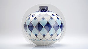 Colorful Geometry: Blue And White Vase With Diamond Design