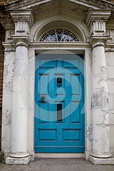 Colorful georgian doors in Dublin, Ireland. Historic doors in different colors painted as protest against English King