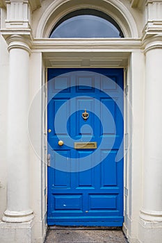 Colorful georgian doors in Dublin, Ireland. Historic doors in different colors painted as protest against English King