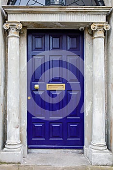 Colorful georgian doors in Dublin, Ireland. Historic doors in different colors painted as protest against English King