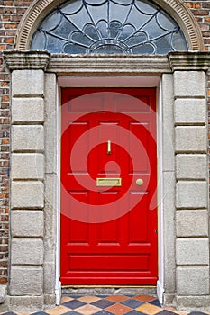 Colorful georgian doors in Dublin, Ireland. Historic doors in different colors painted as protest against English King