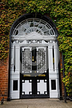 Colorful georgian doors in Dublin, Ireland. Historic doors in different colors painted as protest against English King