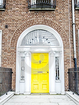 Colorful Georgian doors in Dublin (yellow)