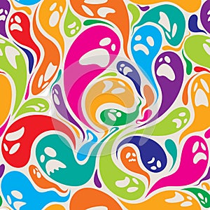Colorful ghosts seamless pattern