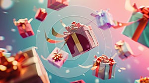 The floating gift boxes.AI generated image