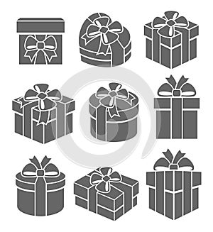Colorful gift boxes set. Vector