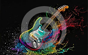 Colorful gitar and black background