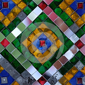 Colorful glass blocks panel for background pattern.