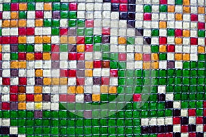 Colorful glass blocks panel