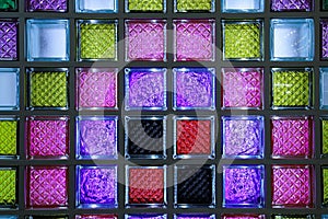 Colorful glass brick wall background