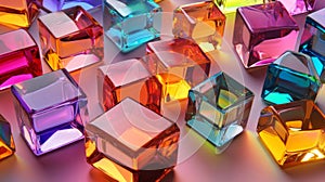 Colorful Glass Cubes on a Light Background