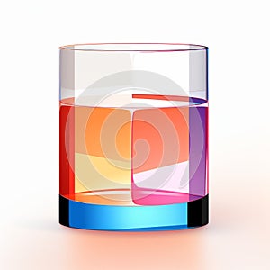 Colorful Glass Icon With Chromatic Geometry On White Background