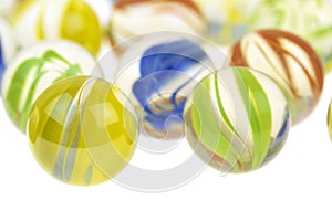 Colorful glass marbles, close up