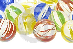Colorful glass marbles, close up