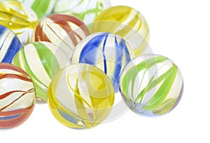 Colorful glass marbles, close up