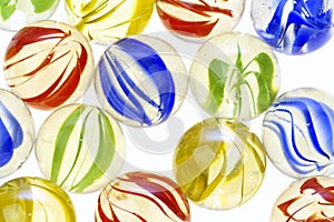 Colorful glass marbles, close up