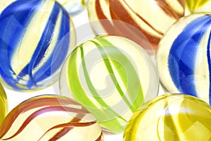 Colorful glass marbles, close up
