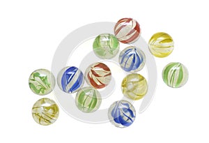 Colorful glass marbles isolated on white background