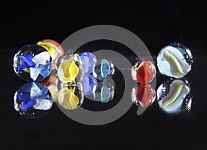 Colorful glass marbles in studio