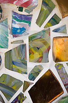 Colorful glass mosaic art and abstract wall