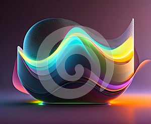 a colorful glass object with a rainbow colored line on it