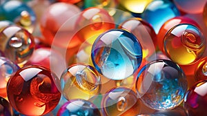 Colorful Glass Orbs: a Macro Collection of Multi-Colored Spheres in Large Group generated by AI tool