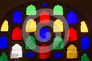 Colorful glass ornamental window