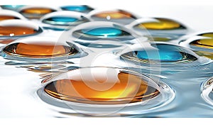 Abstract Colorful Gel Capsules in Water