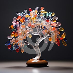 Colorful Glass Tree: A Vibrant Fusion Of Japanese Artistry And Organic Beauty