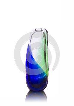 Colorful glass vase on white