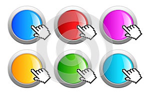 Colorful glass web buttons set