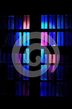 Colorful glass window of St. Stephan's cathedral