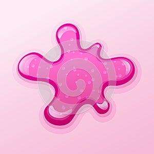 Colorful glitter slime blob vector illustration. Girly goo stain on pink background. Fun game for kids photo