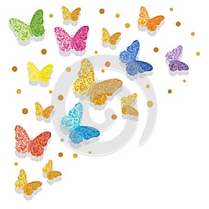 Colorful glittering butterflies vector illustration