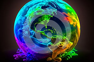 Colorful globe with the earth in it. global warming ozone holes greenhouse effect. Generative AI