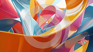 Colorful glossy 3d wavy shapes abstract background. Generative AI