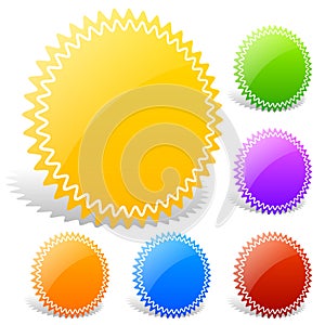 Colorful Glossy Badge shapes with blank space